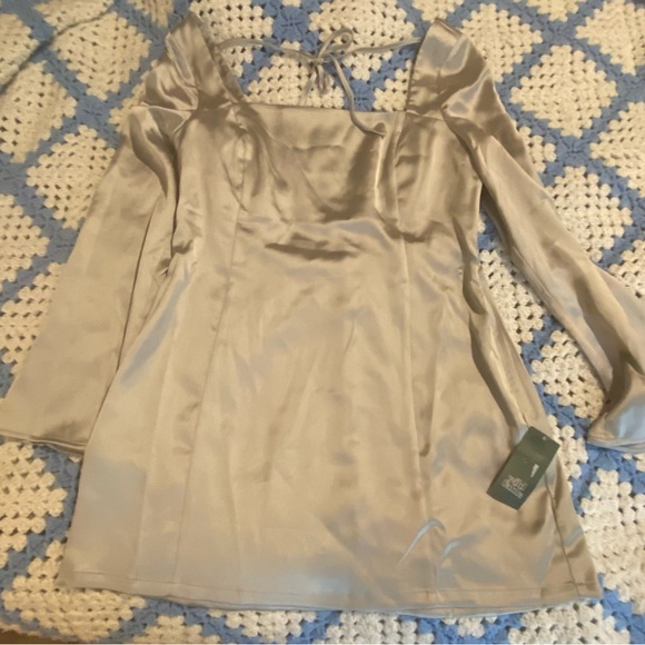 Wild Fable Silver Satin Mini Dress – Size L (NWT) - Picture 1 of 8